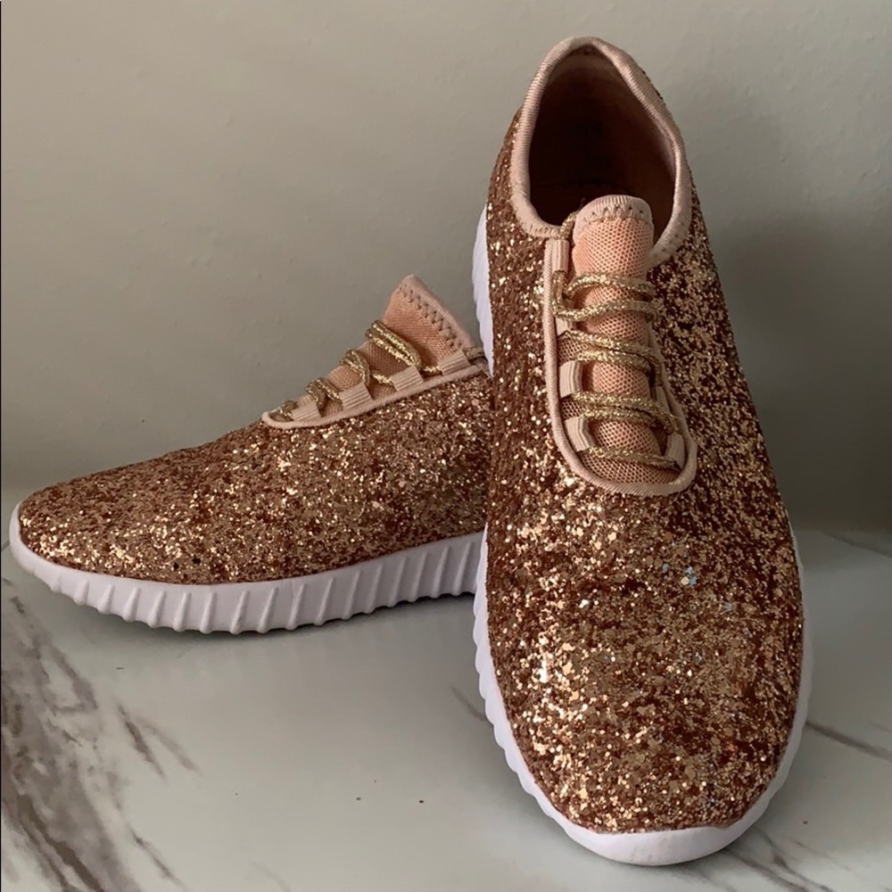 Rose gold glitter sneakers